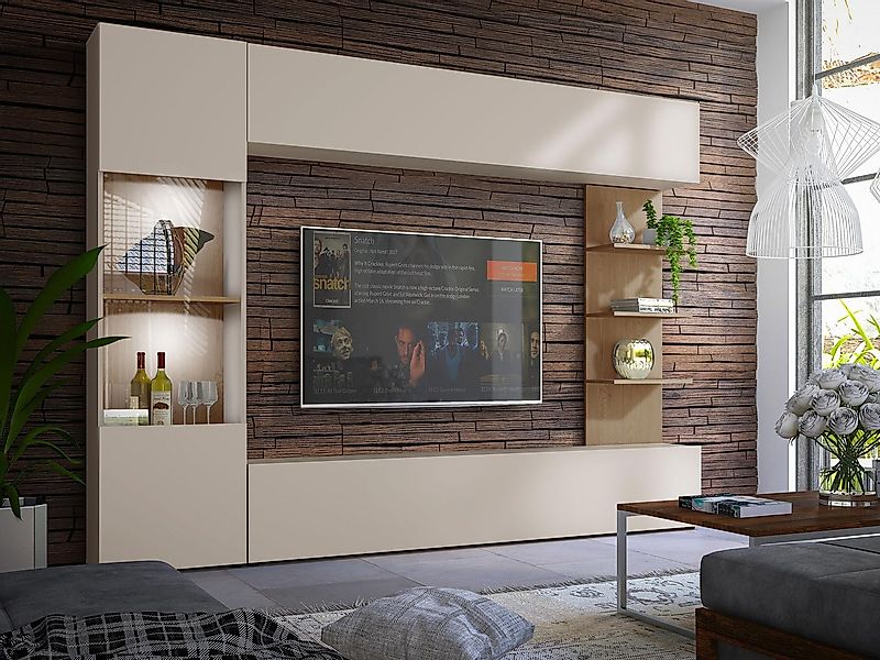 MIRJAN24 Wohnwand Lazando, (Komplett-Set, Hängeschrank, Vitrine, TV-Lowboar günstig online kaufen