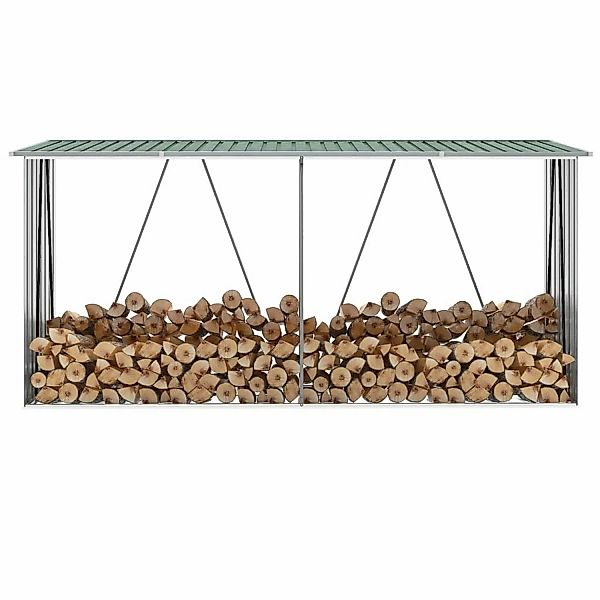 vidaXL Brennholzlager Verzinkter Stahl 330x84x152 cm Grün günstig online kaufen