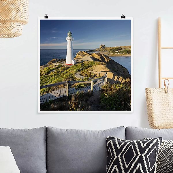 Poster - Quadrat Castle Point Leuchtturm Neuseeland günstig online kaufen