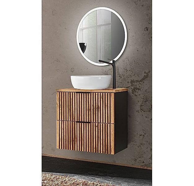 Lomadox Badmöbel-Set XANTEN-56, (Spar-Set, 2-St), anthrazit, Wotan Eiche Nb günstig online kaufen