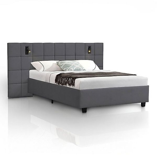 Juskys Polsterbett Luzano, 140x200 cm, Samt, luxuriöses Design, mit LED, La günstig online kaufen