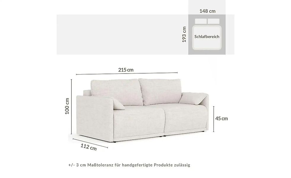 Einzelsofa   ¦ braun ¦ Maße (cm): B: 215 H: 100 Polstermöbel > Sofas > 3-Si günstig online kaufen
