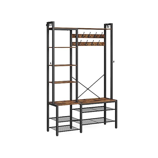 Vasagle Garderobenständer mit Stauraum 40 cm x 120 cm x 190 cm Braun-Schwar günstig online kaufen