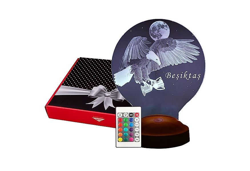 Geschenkelampe LED Nachttischlampe Besiktas Fanartikel 3D Gravur Illusion N günstig online kaufen
