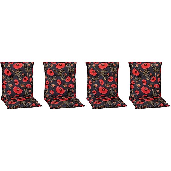 Beo Sitzauflage Niedriglehner Trondheim 4er-Set mit roten Mohnblüten günstig online kaufen