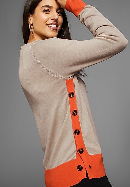 DELMAO Rundhalspullover mit seitlicher Knopfleiste günstig online kaufen