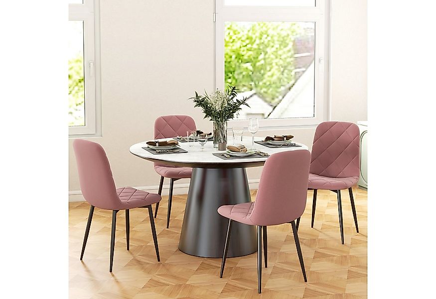 HOMCOM Esszimmerstuhl mit Rückenlehne, Samtoptik, Stahlbeine (4er Set Esszi günstig online kaufen