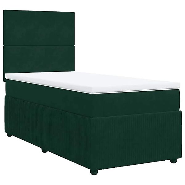 vidaXL Boxspringbett mit Matratze Dunkelgrün 90x190 cm Samt 3292211 günstig online kaufen