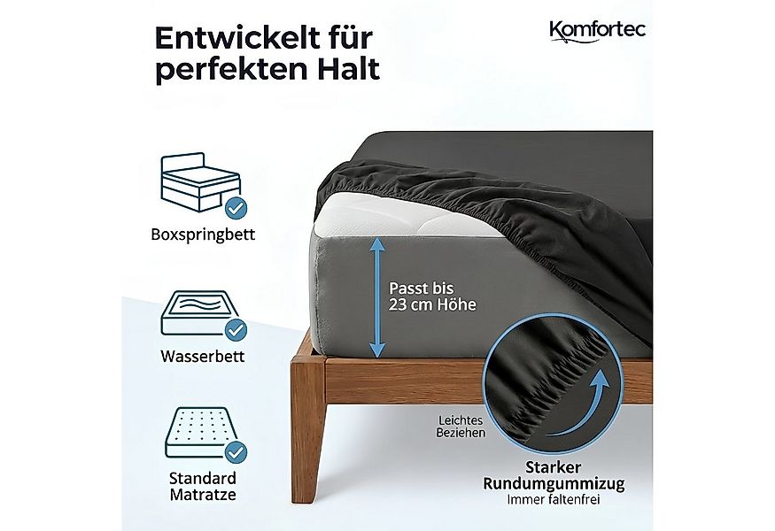 Komfortec Spannbettlaken Jersey Spannbettuch, 90x200, 140x200, 160x200, 180 günstig online kaufen
