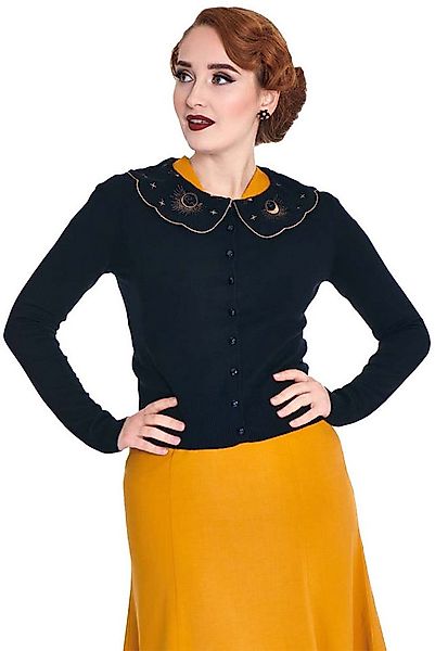 Voodoo Vixen Strickjacke Embroidered Moon Phases Collar Cardigan Vintage Re günstig online kaufen