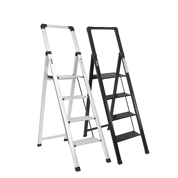 TRUTZHOLM Alu Trittleiter 4 Stufig Klappbar mit Handlauf 150kg Silber günstig online kaufen