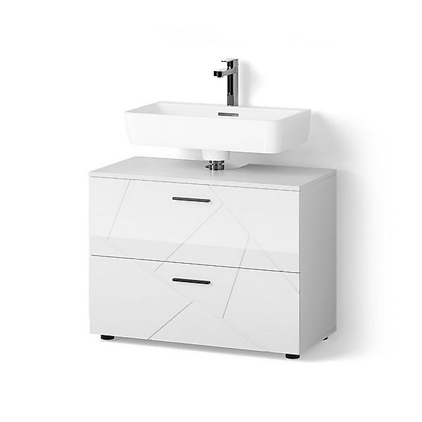 Livinity® Waschbeckenunterschrank Ronco, Weiß Hochglanz/Weiß, 80 günstig online kaufen