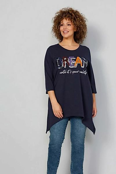 MIAMODA Longshirt Longshirt Pailletten-Schriftzug Zipfelsaum günstig online kaufen