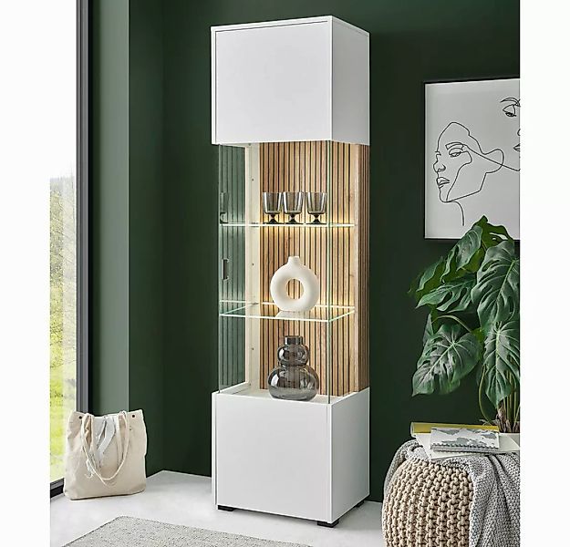 Lomadox Vitrine HUNTER-61 Glasvitrine Vitrinenschrank Standvitrine weiß mat günstig online kaufen