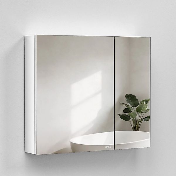 Emke Spiegelschränke Weiß 85x65cm Badezimmerschränke 2-Türig für Badezimmer günstig online kaufen