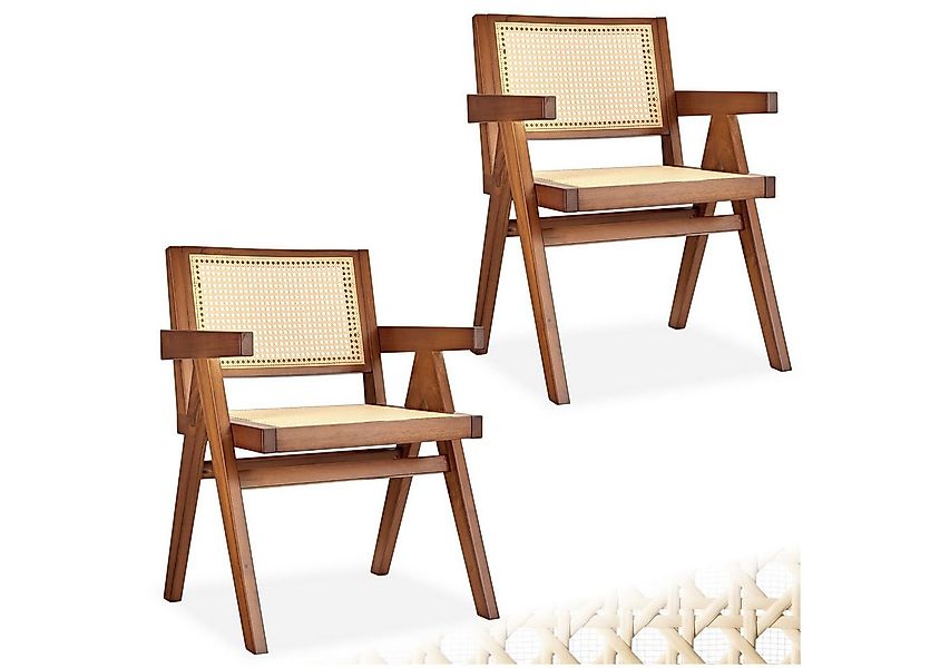 tectake Esszimmerstuhl Holzstuhl Lissy mit Wiener Geflecht im Boho-Stil (Se günstig online kaufen