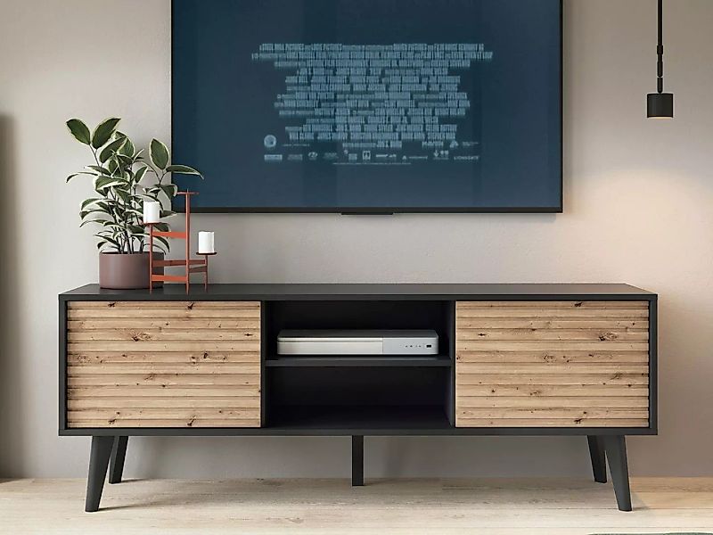 Compleo TV-Schrank mit 2 Türen, TV-Kommode auf hohen Beinen, gerillte Front günstig online kaufen