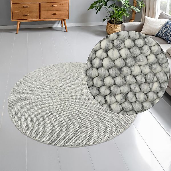 OTTO home Wollteppich "Wolly" rund 14 mm Höhe Wolle, handgewebt, Handweb Te günstig online kaufen