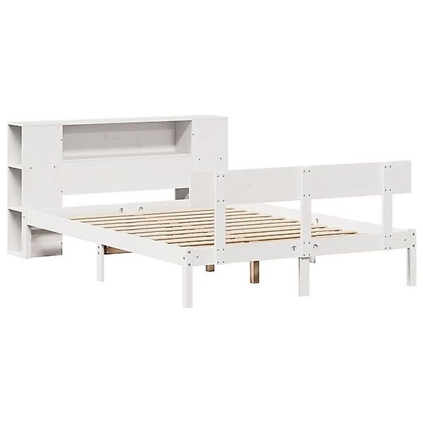 vidaXL Bett Massivholzbett mit Regal ohne Matratze Weiß 150x200 cm Kiefer günstig online kaufen