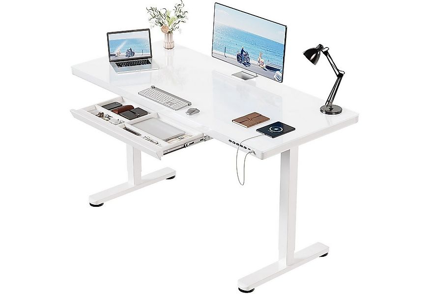 HOMALL Schreibtisch Glas Höhenverstellbarer elektrischer mit USB Aufladung günstig online kaufen