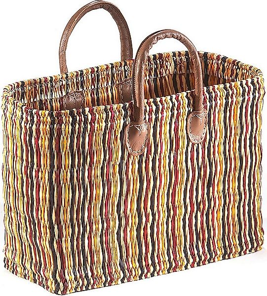 Kobolo Shopper Seegrastasche Seegras Lederhenkel bunt 45x18x32 cm (1-tlg) günstig online kaufen