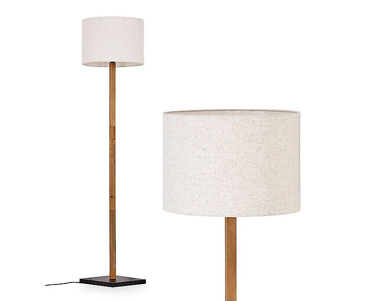 hofstein Stehlampe Stehlampe mit Holzfuß und Schirm aus Stoff, ohne Leuchtm günstig online kaufen