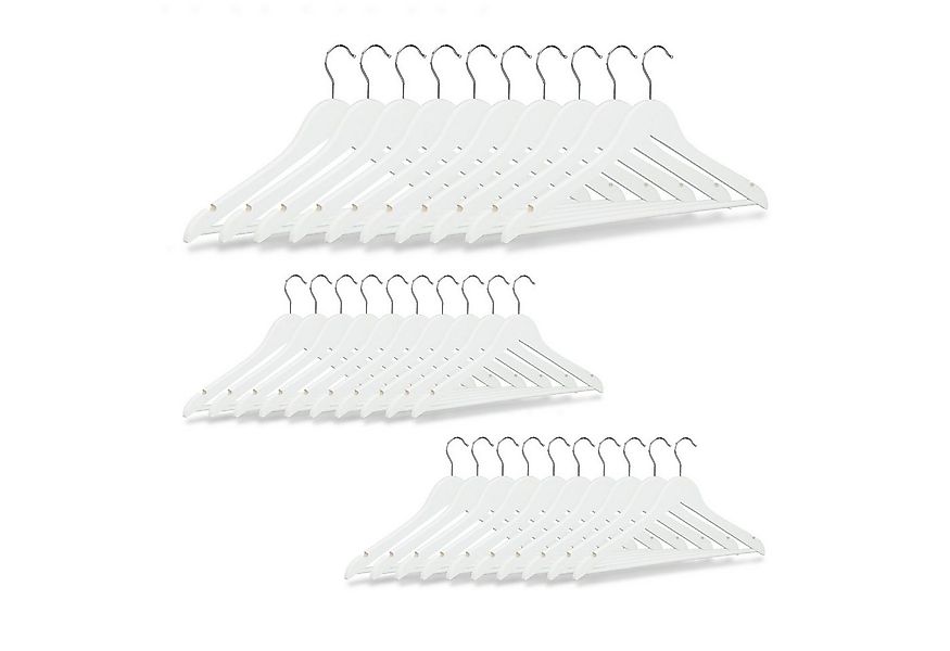 relaxdays Kleiderbügel Holz 30er Set, weiß günstig online kaufen