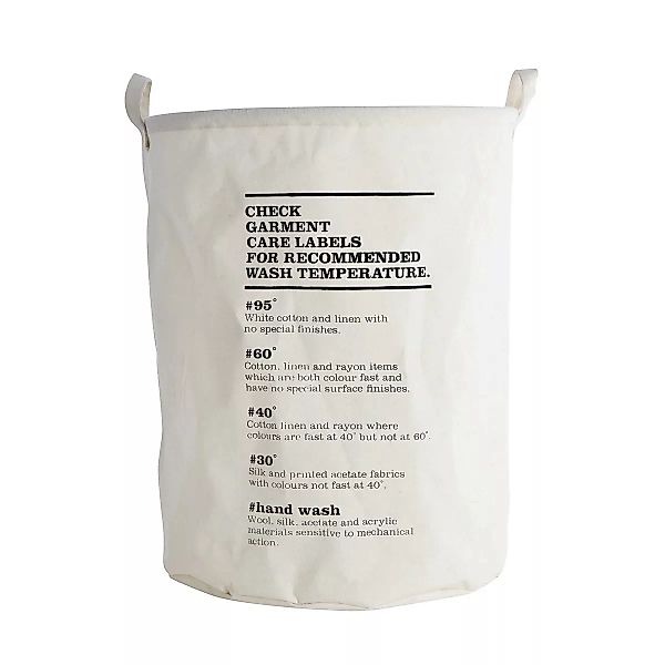 Wäschekorb Wash Instructions textil weiß schwarz / Ø 40 cm x H 50 cm - Hous günstig online kaufen
