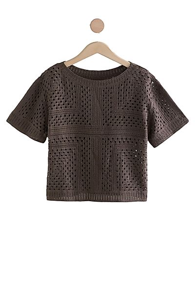 Next Kurzarmpullover T-Shirt mit gehäkeltem Ausschnitt günstig online kaufen