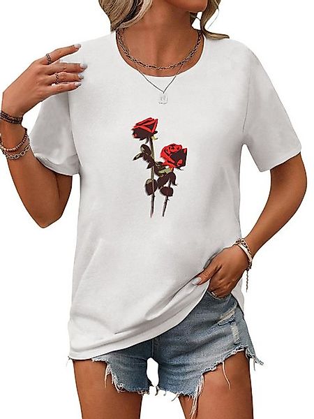 PYL Kurzarmshirt Damen Sommershirt Kurzarm mit Rose Ausgefallene Tees Beque günstig online kaufen
