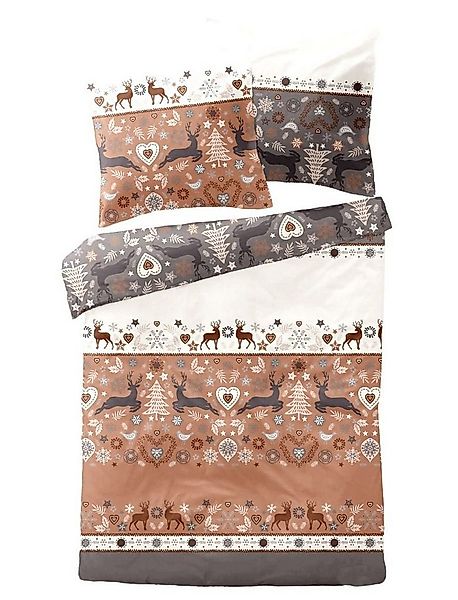 JACK Bettwäsche 135x200cm / 155x220cm Hirsche Herzen Braun Dormisette, Bibe günstig online kaufen