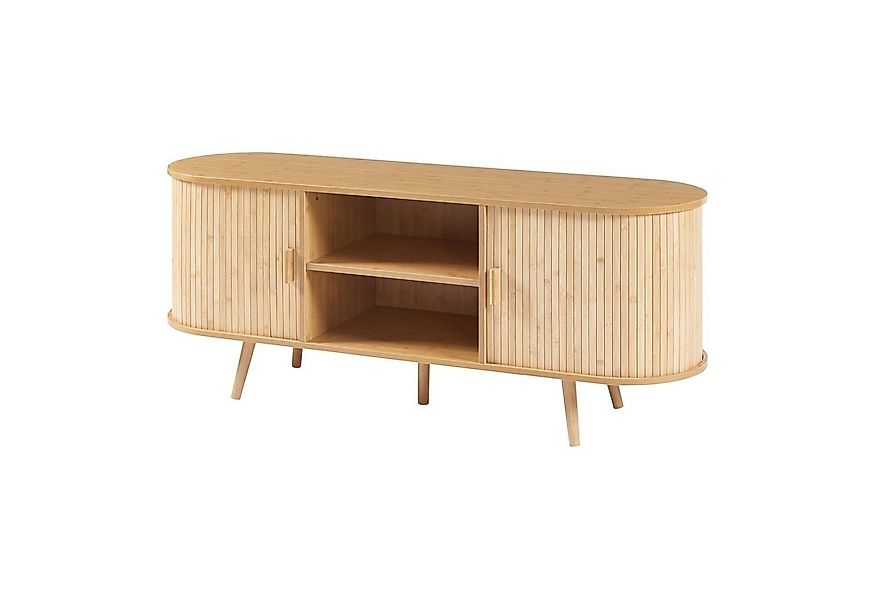 en.casa Sideboard, »Nordkapp« mit 2 Türen 140 x 40 x 56 cm Holz Bambus günstig online kaufen