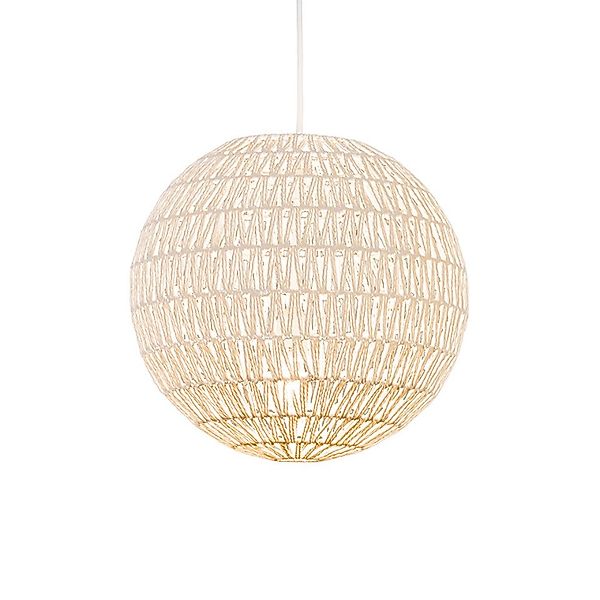 Qazqa Pendelleuchte Lina, ohne Leuchtmittel, E27, Weiß, Design, Seil, 1-fla günstig online kaufen