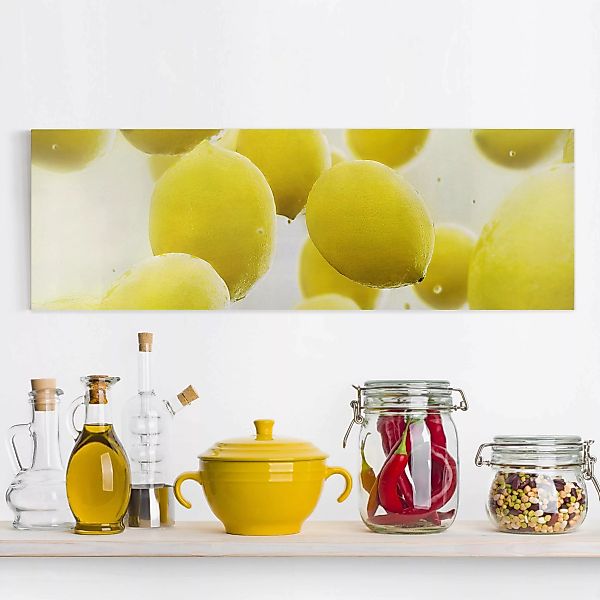 Leinwandbild Küche - Panorama Zitronen im Wasser günstig online kaufen