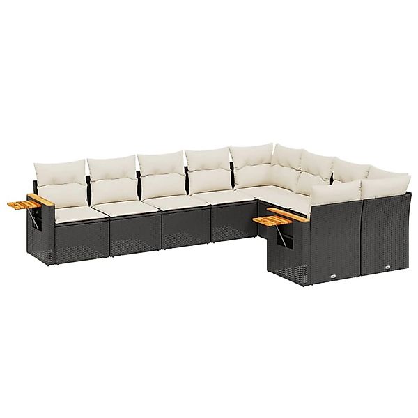 vidaXL 9-Tlg Garten-Sofagarnitur mit Kissen Schwarz Poly Rattan 3227141 günstig online kaufen