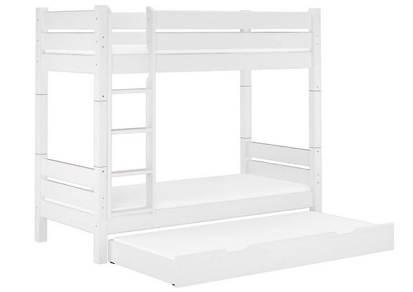 ERST-HOLZ Etagenbett Kiefernhochbett Weiß Lackiert 90 x 200 Rost Matratze G günstig online kaufen