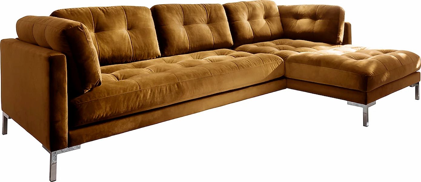 Trends by HG Ecksofa »Landau L-Form« in Cord-Stoff mit Metallfuß günstig online kaufen