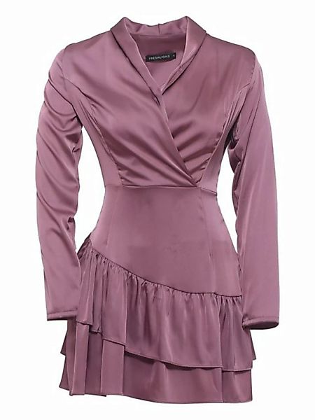 Freshlions Satinkleid Kleid 'Lya' L pink Rüschen, Taillentunnelzug günstig online kaufen