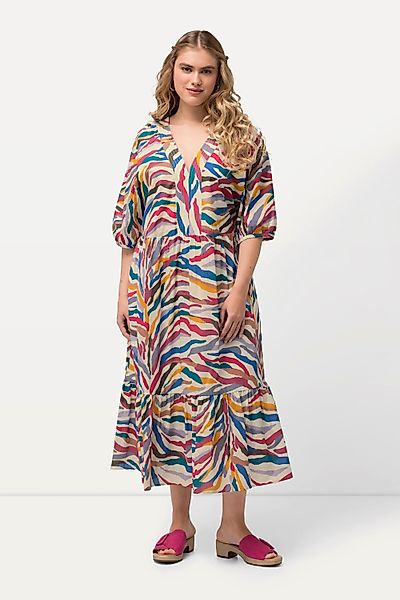 Ulla Popken Jerseykleid Midikleid A-Linie V-Ausschnitt günstig online kaufen