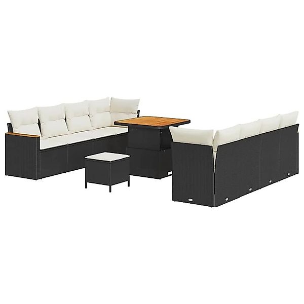 vidaXL Gartensofa-set mit Kissen 11-Tlg Schwarz Poly-Rattan 3364965 günstig online kaufen