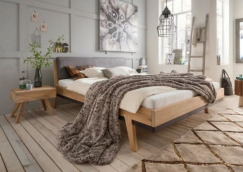 Natur24 Einzelbett Bett Sarafina Bianco Wildeiche 140x200cm mit Polsterkopf günstig online kaufen
