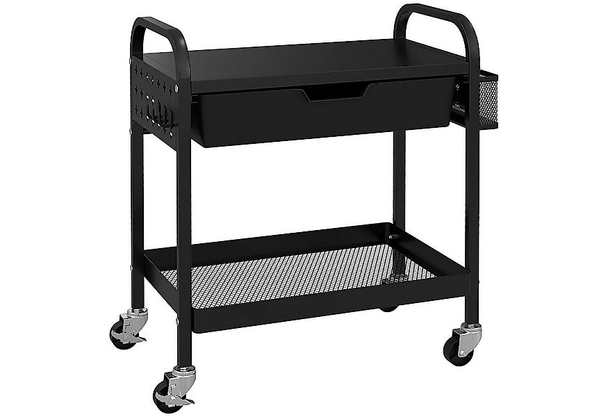 HOMCOM Servierwagen Rollwagen Küchenwagen mit 1 Schublade, 1 Ablage, (Aufbe günstig online kaufen