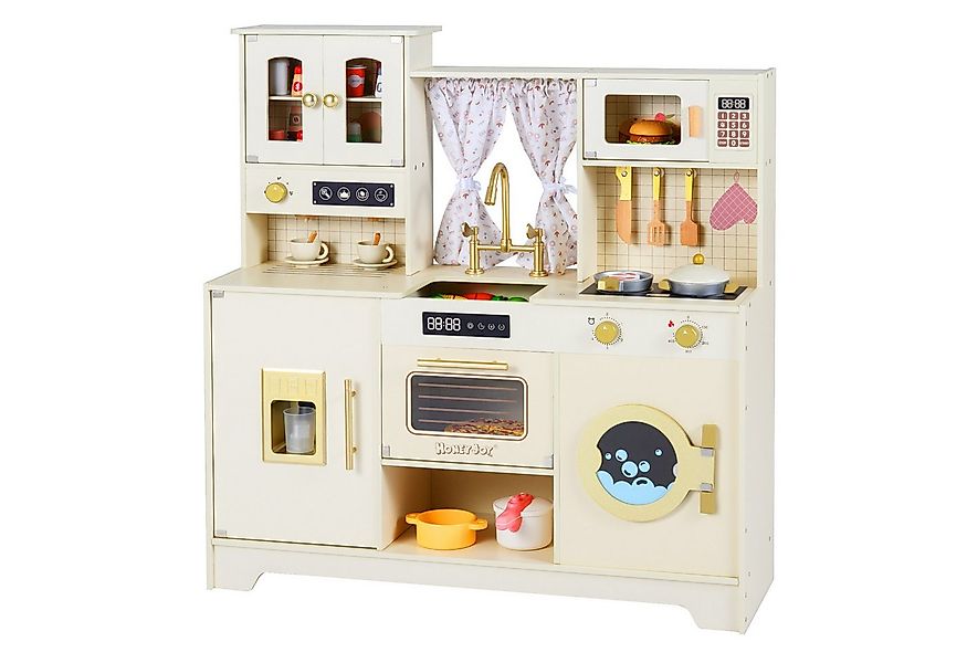 COSTWAY Spielküche Buchenholz, Schima superba, MDF, Mit Ofen, Mikrowelle, G günstig online kaufen