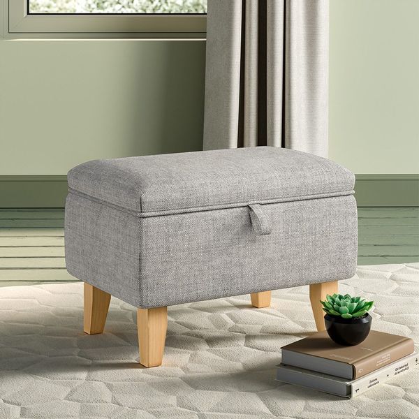 LIVINGANDHOME Fußhocker 2-in-1-Design-Aufbewahrungshocker mit Holzbeine (1 günstig online kaufen