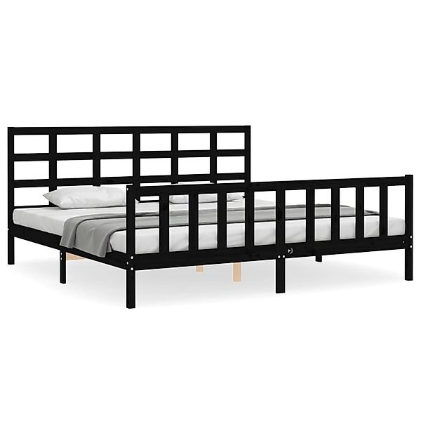 vidaXL Massivholzbett mit Kopfteil Schwarz 200x200 cm 3192125 günstig online kaufen