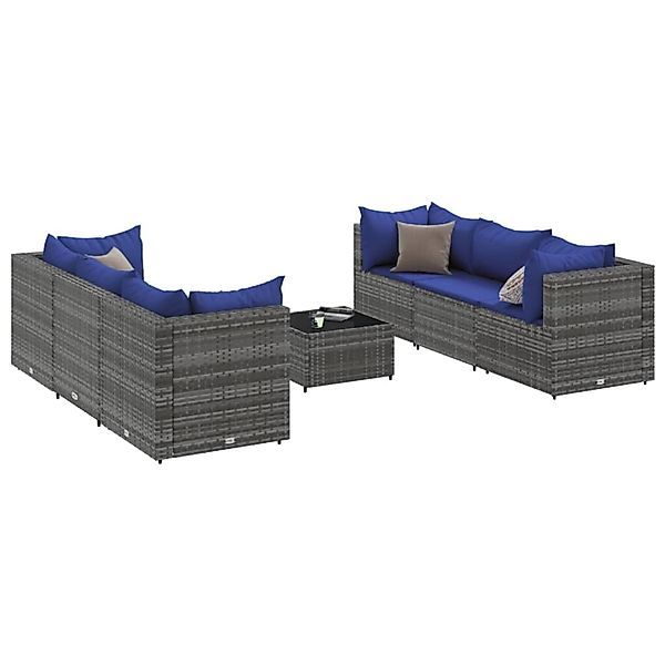 vidaXL 7-tlg Garten-Lounge-Set mit Kissen Grau Poly Rattan Modell 84 günstig online kaufen