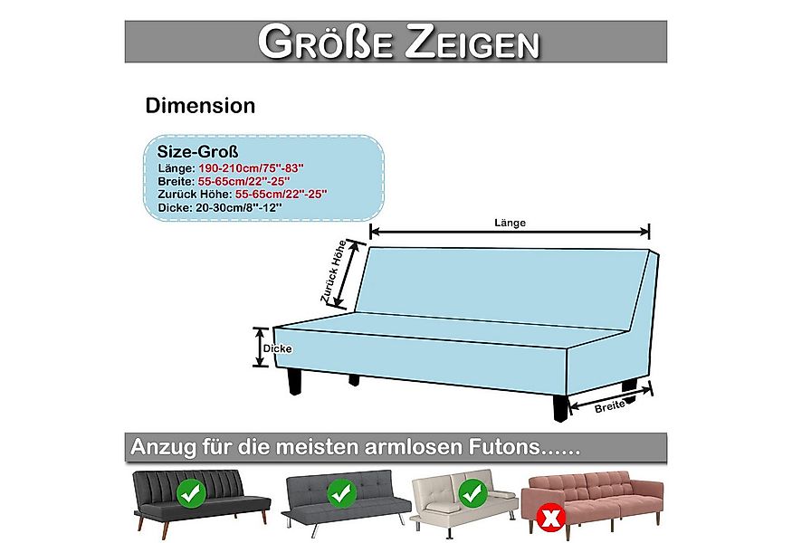 BTTO Sofahusse Samt Sofabezug ohne Armlehnen,Stretch Futon Schutz, Armlose günstig online kaufen
