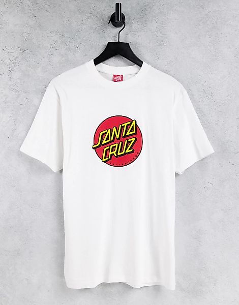 Santa Cruz – Klassisches T-Shirt mit Punkten in Weiß günstig online kaufen