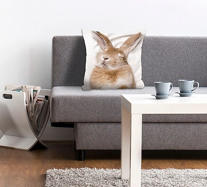 queence Dekokissen "Ketut" mit einem schlafenden Hasen günstig online kaufen