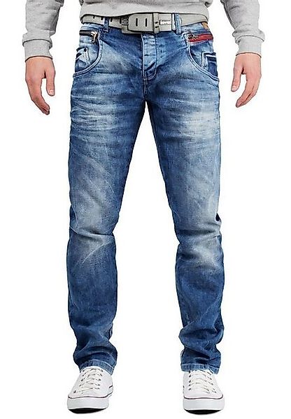 Cipo & Baxx Slim-fit-Jeans Herren Hose BA-CD394 (1-tlg) mit roten Zipper un günstig online kaufen